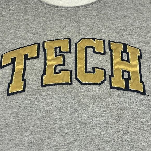 VTG Georgia Tech Cropped Raw Hem Oversized Reverse Weave Sweatshirt Size XL - Picture 3 of 8